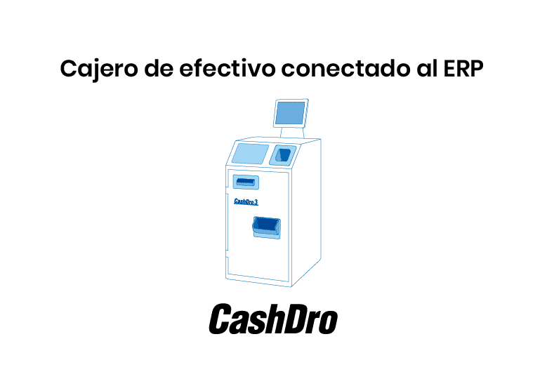 Texto "Cajero de efectivo conectado cal ERP" con CashDro
