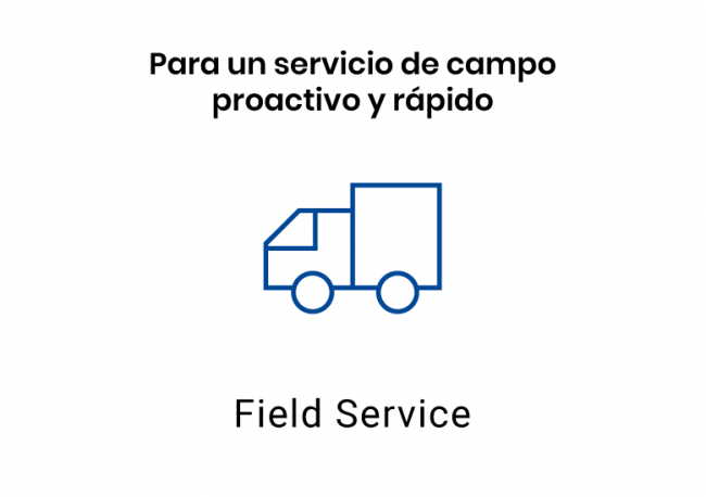 Texto "Para un servicio de campo proactivo y rápido" con Dynamics 365 Field Service